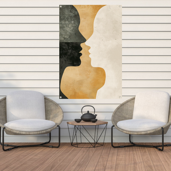 Abstracte silhouetten in harmonieuze contrasten tuinposter