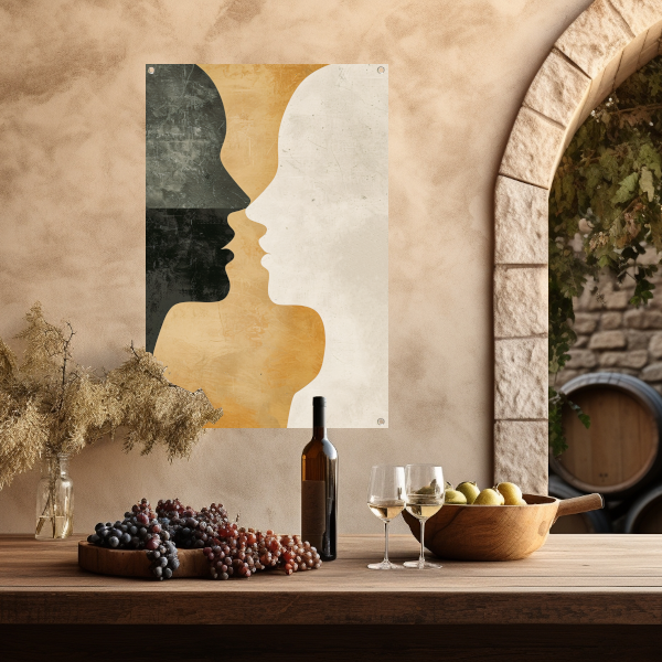Abstracte silhouetten in harmonieuze contrasten tuinposter