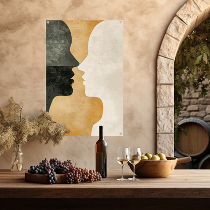 Abstracte silhouetten in harmonieuze contrasten tuinposter