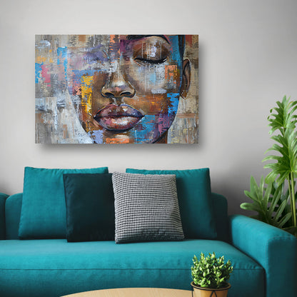 Abstract Portret van Vrouw met Kleuren poster