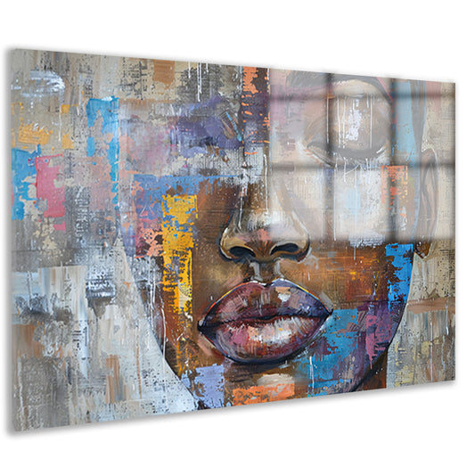 Abstract Portret van Vrouw met Kleuren acrylglas