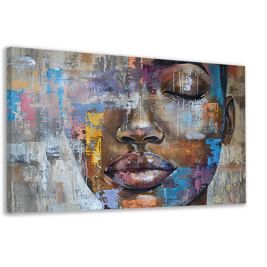 Abstract Portret van Vrouw met Kleuren canvas