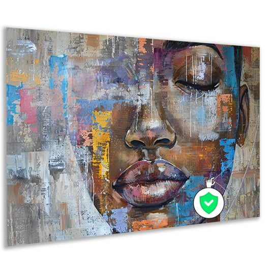 Abstract Portret van Vrouw met Kleuren poster