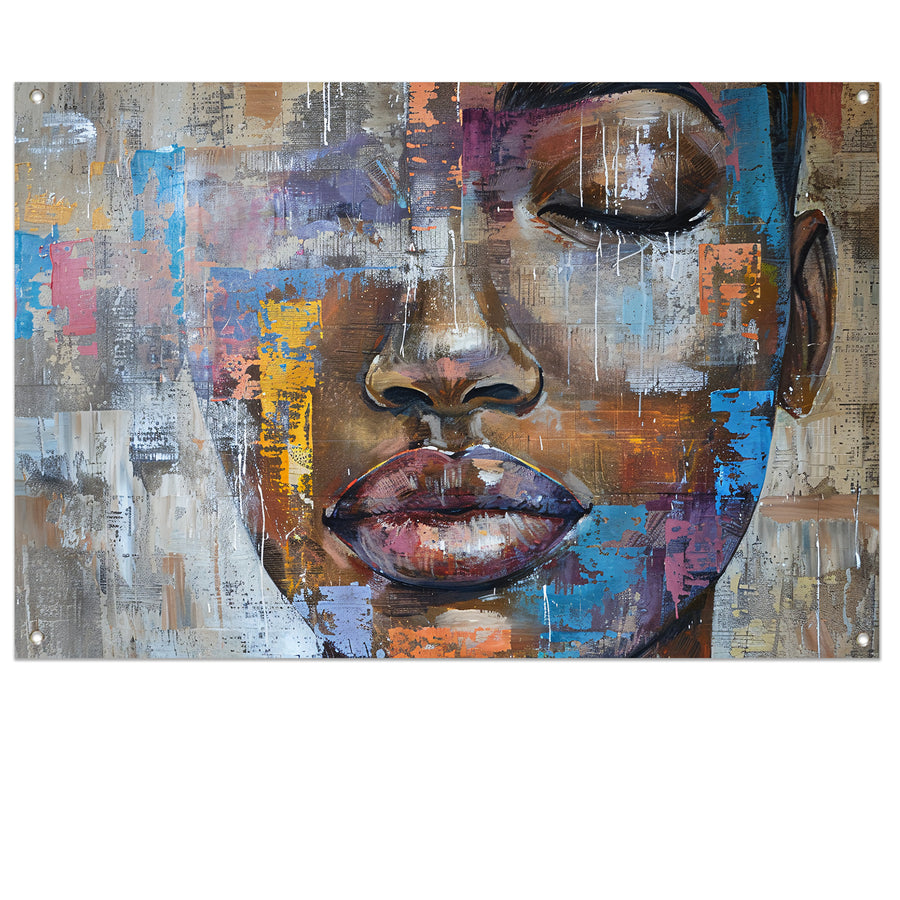 Abstract Portret van Vrouw met Kleuren tuinposter