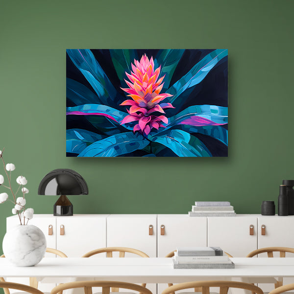 Abstracte bloem met kleurrijke bladeren canvas