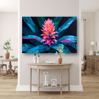 Abstracte bloem met kleurrijke bladeren canvas