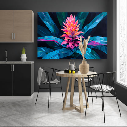 Abstracte bloem met kleurrijke bladeren canvas