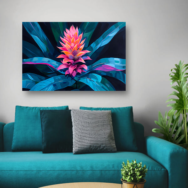 Abstracte bloem met kleurrijke bladeren canvas