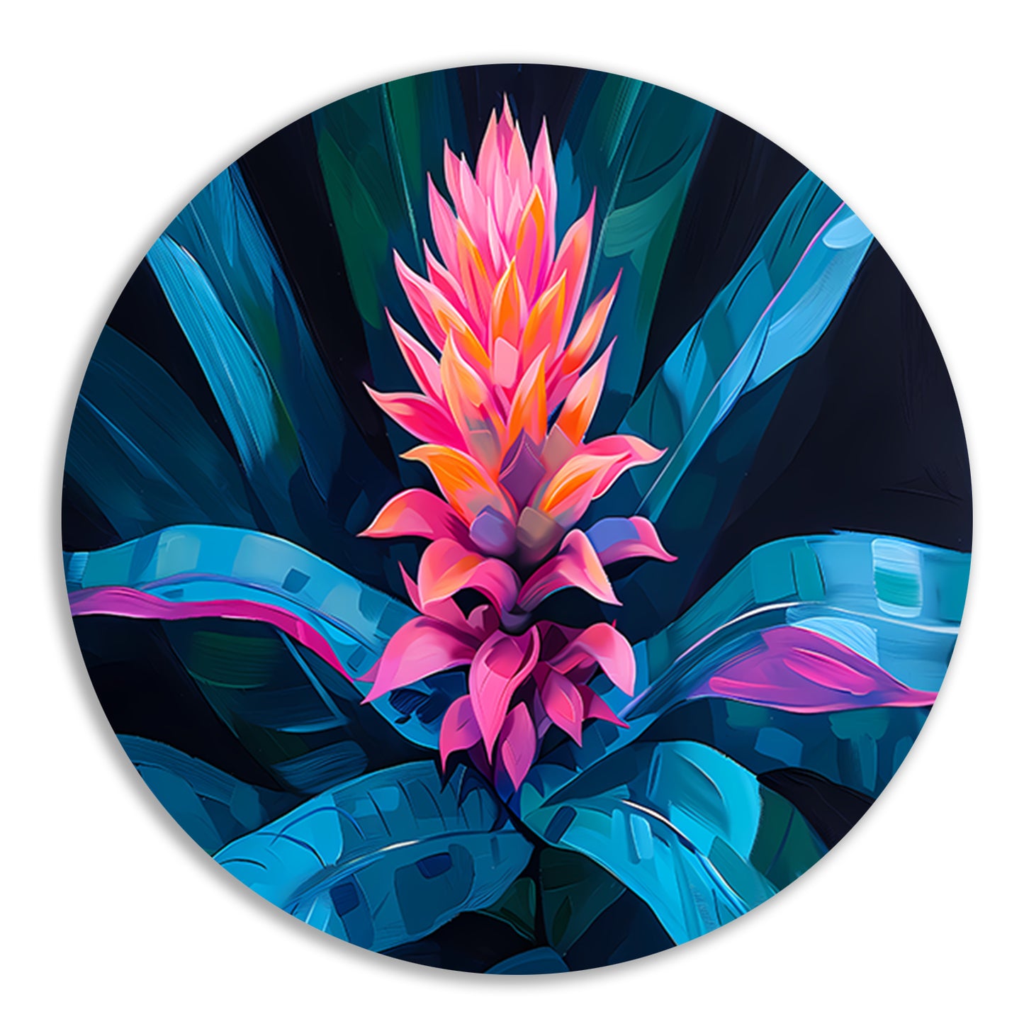 Abstracte bloem met kleurrijke bladeren aluminium muurcirkel