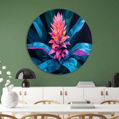 Abstracte bloem met kleurrijke bladeren aluminium muurcirkel