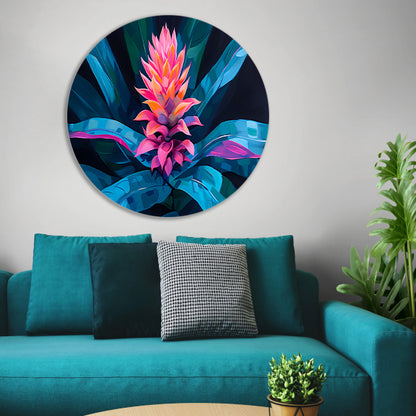 Abstracte bloem met kleurrijke bladeren aluminium muurcirkel