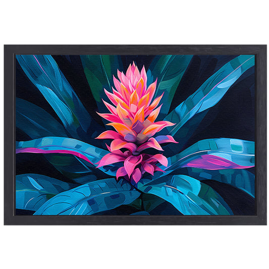 Abstracte bloem met kleurrijke bladeren canvas met baklijst