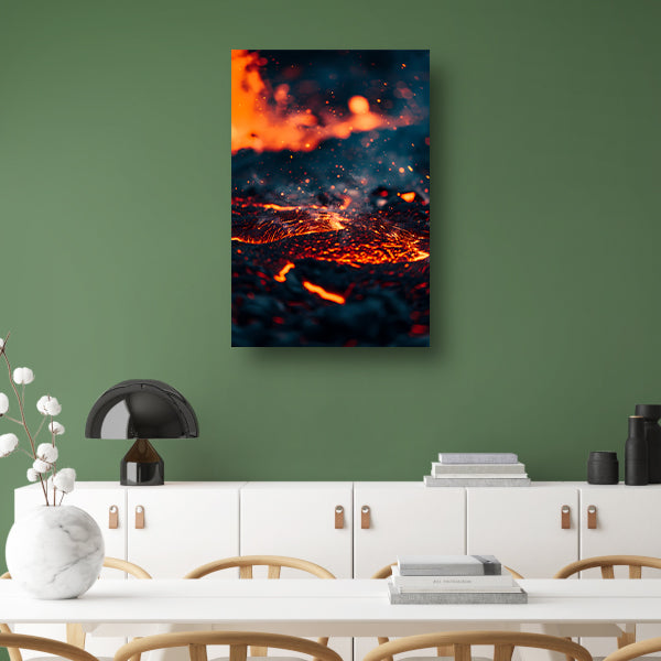 Abstracte Lava Stroom in Vuur en Vlam poster