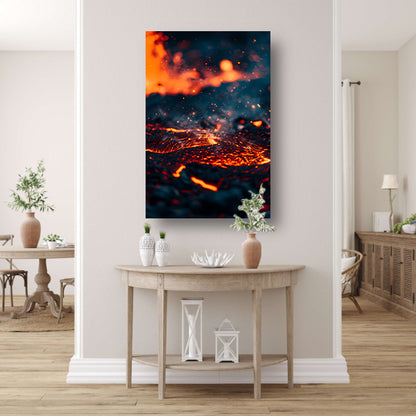 Abstracte Lava Stroom in Vuur en Vlam canvas