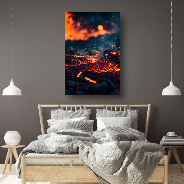 Abstracte Lava Stroom in Vuur en Vlam canvas