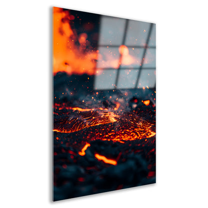 Abstracte Lava Stroom in Vuur en Vlam acrylglas