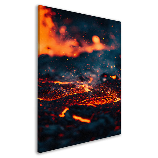 Abstracte Lava Stroom in Vuur en Vlam canvas