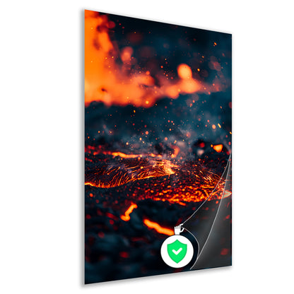 Abstracte Lava Stroom in Vuur en Vlam poster