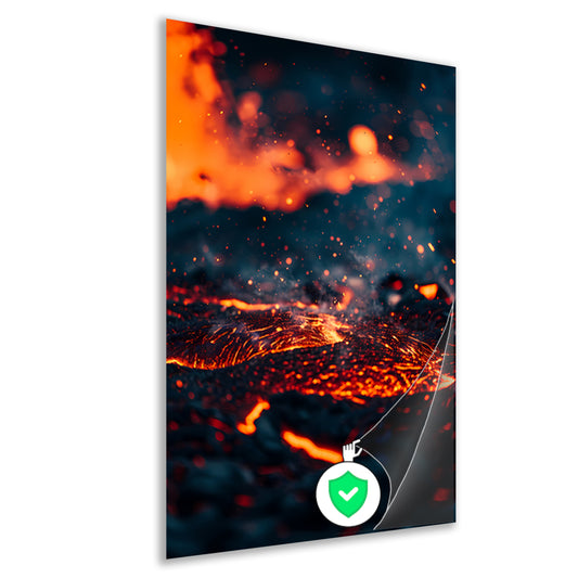 Abstracte Lava Stroom in Vuur en Vlam poster