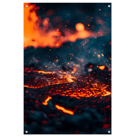 Abstracte Lava Stroom in Vuur en Vlam tuinposter