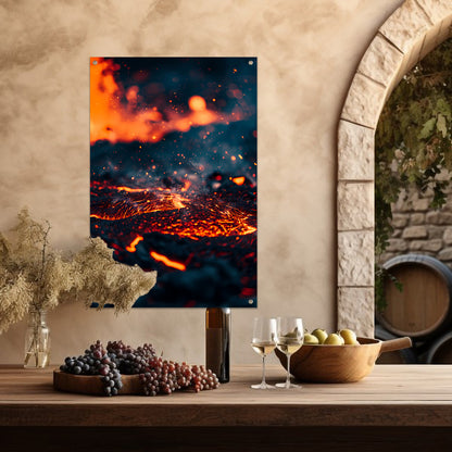 Abstracte Lava Stroom in Vuur en Vlam tuinposter