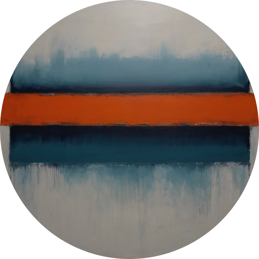 Abstracte Horizonten met Oranje Accent aluminium muurcirkel