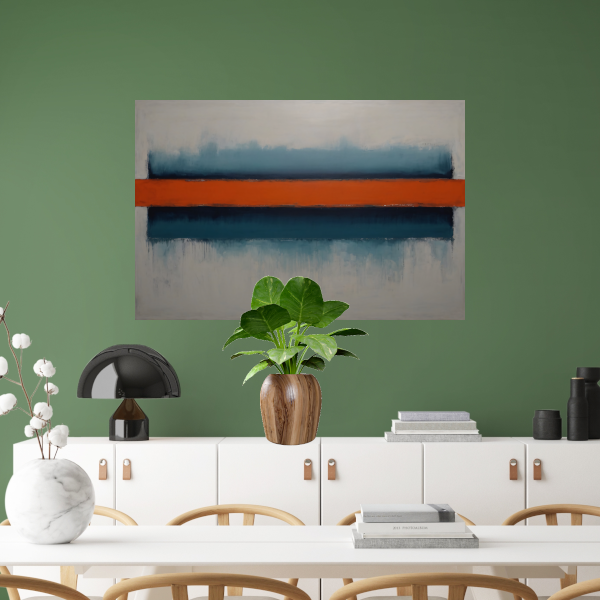 Abstracte Horizonten met Oranje Accent canvas met baklijst