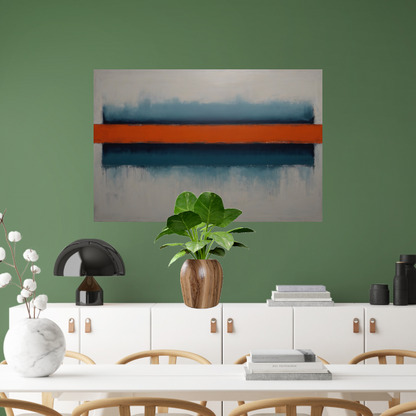 Abstracte Horizonten met Oranje Accent canvas met baklijst