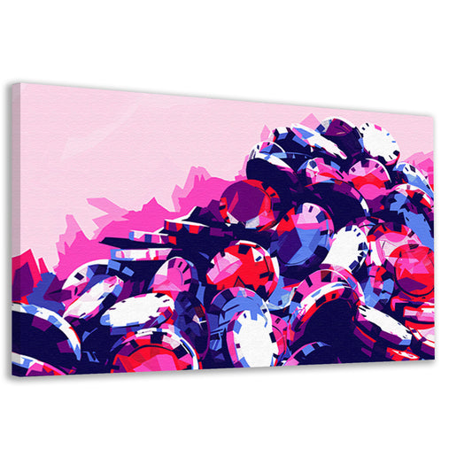 Abstracte kleurrijke pokerchips compositie canvas