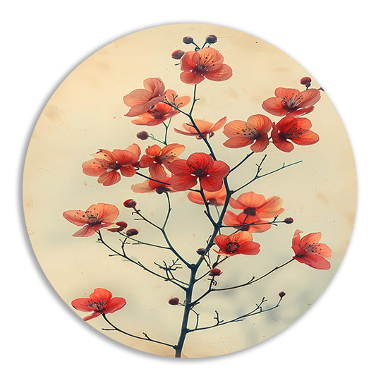 Vintage Aquarel van Oranje Bloesems aluminium muurcirkel