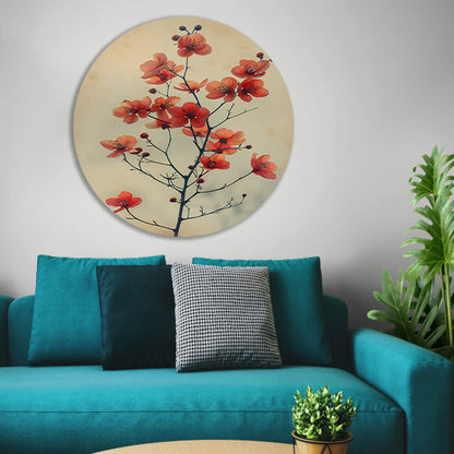 Vintage Aquarel van Oranje Bloesems aluminium muurcirkel
