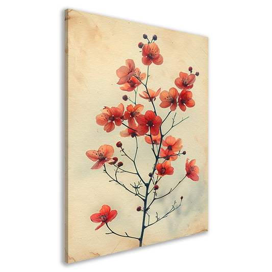 Vintage Aquarel van Oranje Bloesems canvas