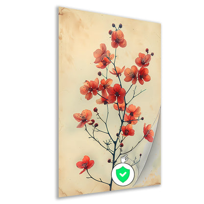 Vintage Aquarel van Oranje Bloesems poster