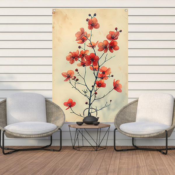 Vintage Aquarel van Oranje Bloesems tuinposter