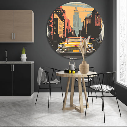 Klassieke Chevrolet in Vintage New York forex muurcirkel