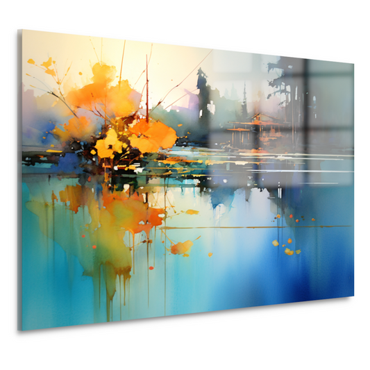 Minimalistisch meerlandschap met huis acrylglas