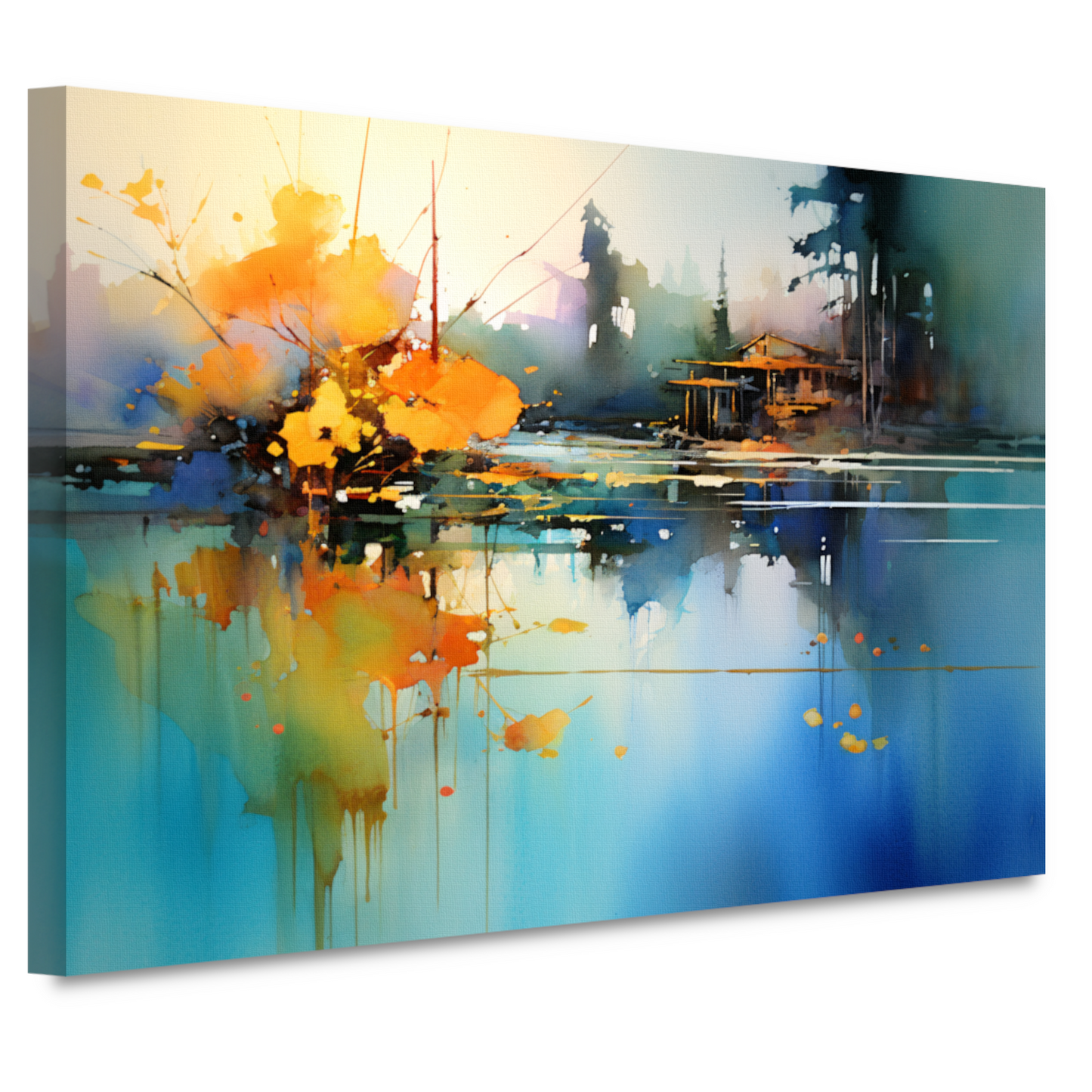 Minimalistisch meerlandschap met huis canvas