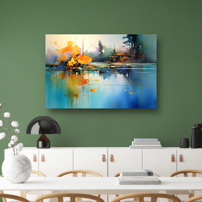 Minimalistisch meerlandschap met huis canvas