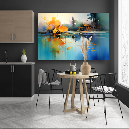 Minimalistisch meerlandschap met huis canvas