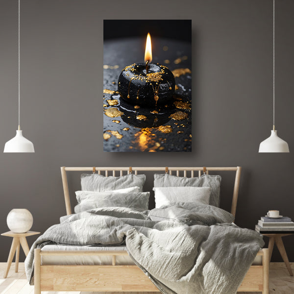 Moderne kaars met gouden spatten acrylglas