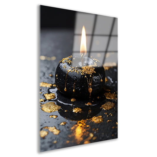 Moderne kaars met gouden spatten acrylglas