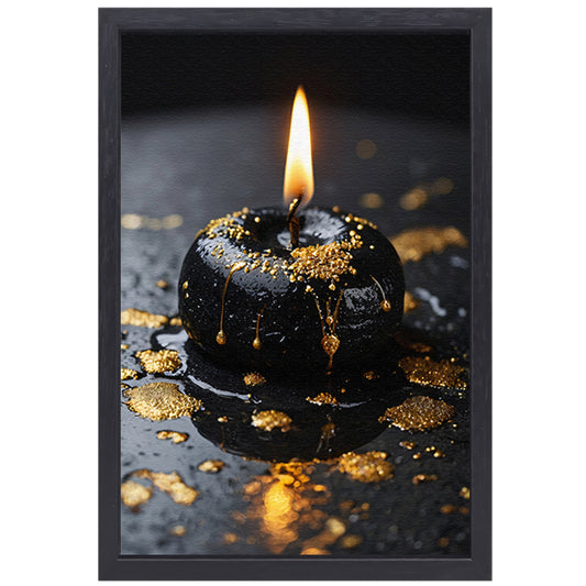 Moderne kaars met gouden spatten canvas met baklijst