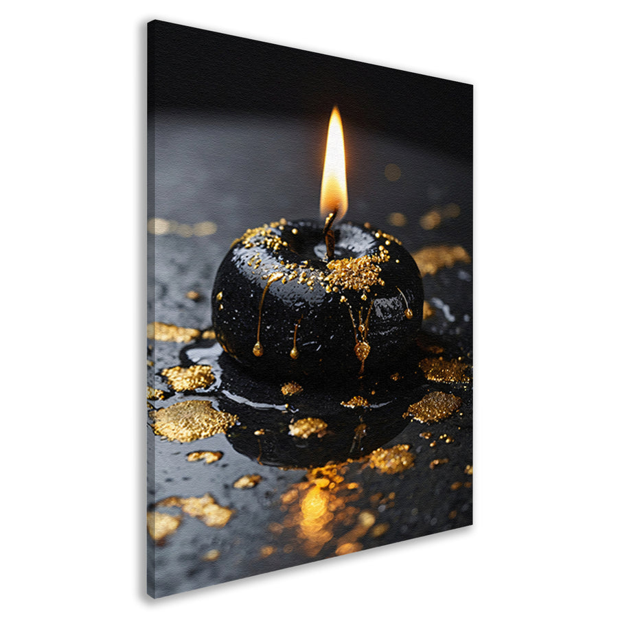 Moderne kaars met gouden spatten canvas