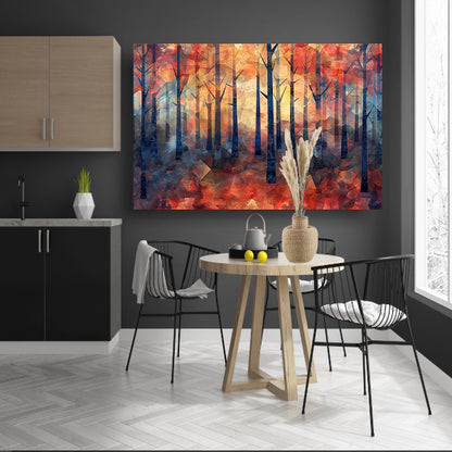 Kleurrijke abstracte bos schilderij in herfst canvas