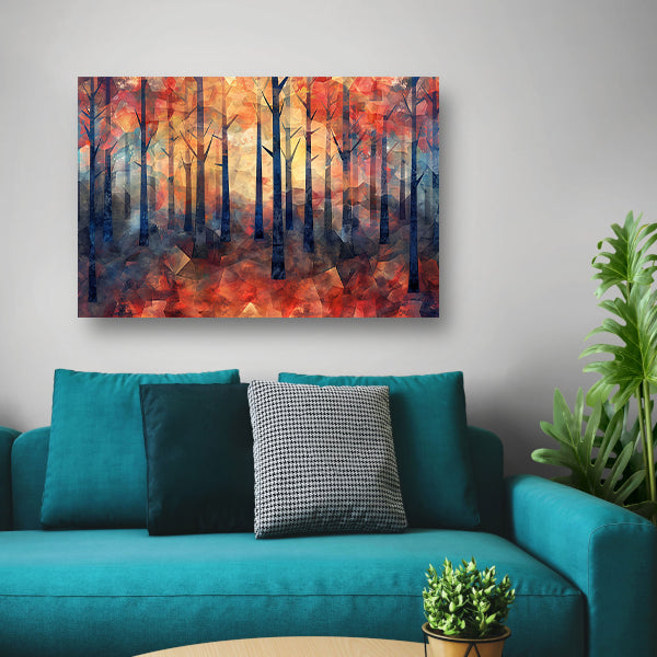 Kleurrijke abstracte bos schilderij in herfst canvas