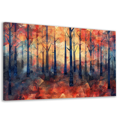 Kleurrijke abstracte bos schilderij in herfst canvas