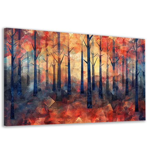 Kleurrijke abstracte bos schilderij in herfst canvas