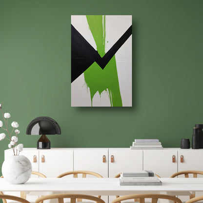 Groene Dynamiek in Minimalistische Abstractie canvas