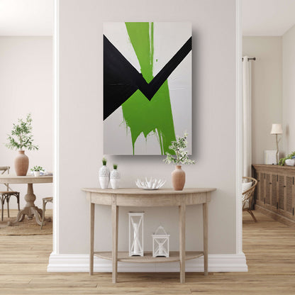 Groene Dynamiek in Minimalistische Abstractie canvas