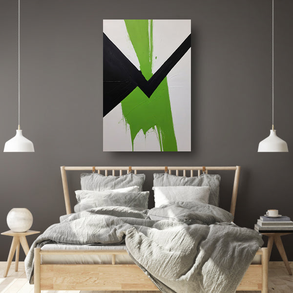 Groene Dynamiek in Minimalistische Abstractie canvas